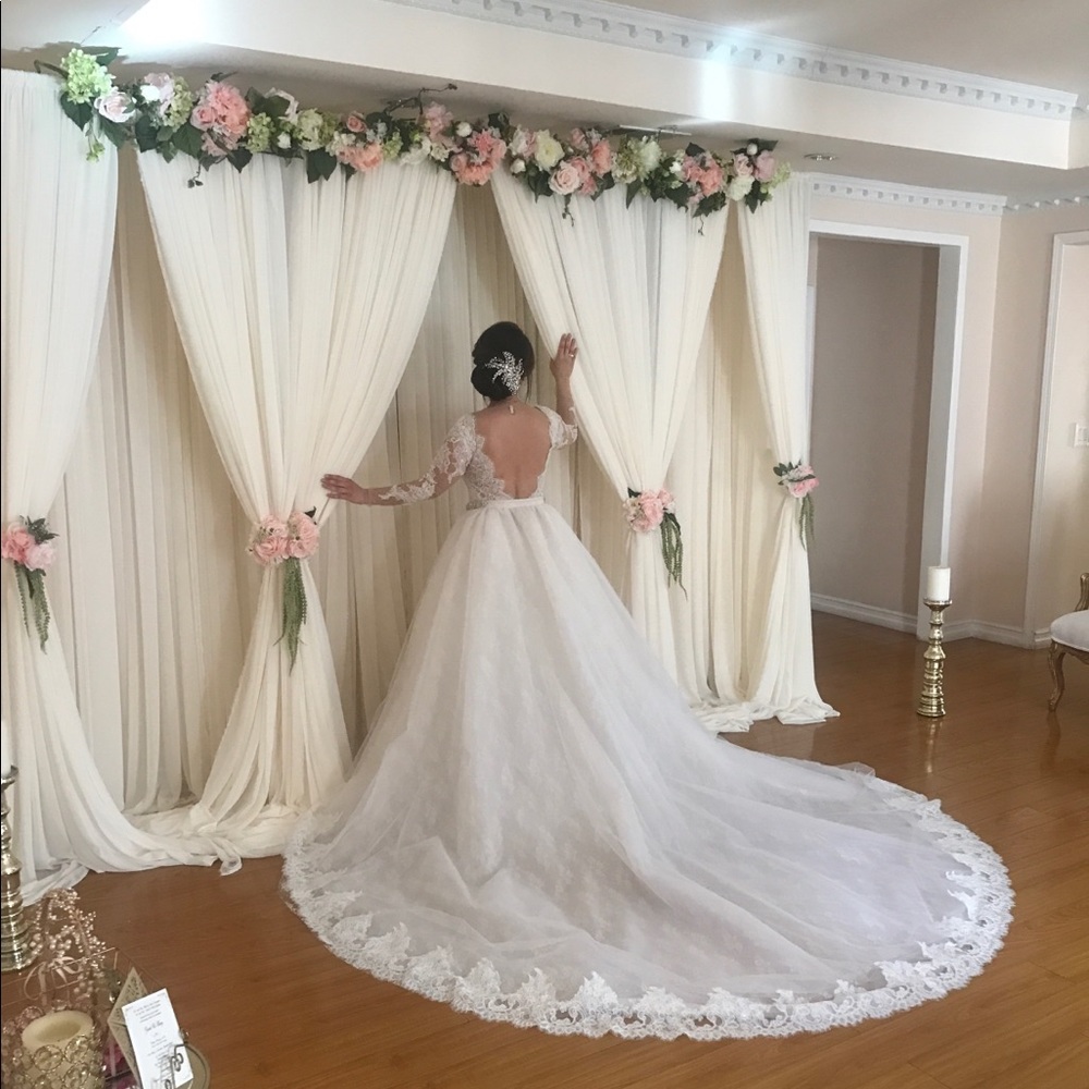 Wedding dress with overskirt